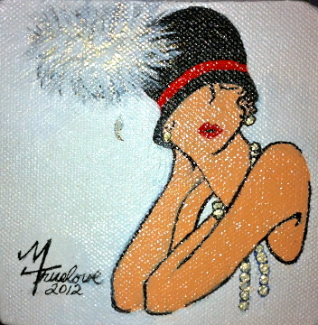 Flapper In Black Hat -Mary Truelove Texas Artist