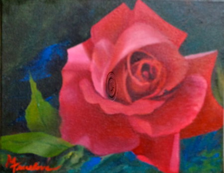 Mary Truelove Red Rose Oil Texas Artist