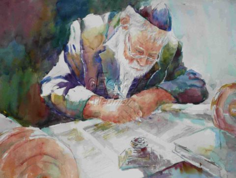 Torah Scriber - Esther Friedman Jewish Painting